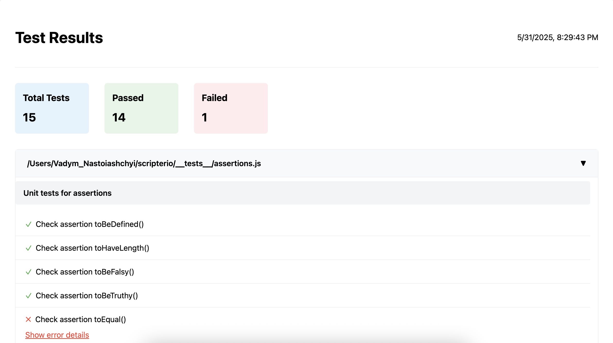 ScripterI/O  html reporter